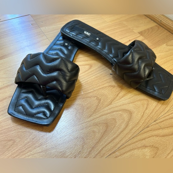 Zara black quilted square toe sandals women’s size 39 - Picture 5 of 5